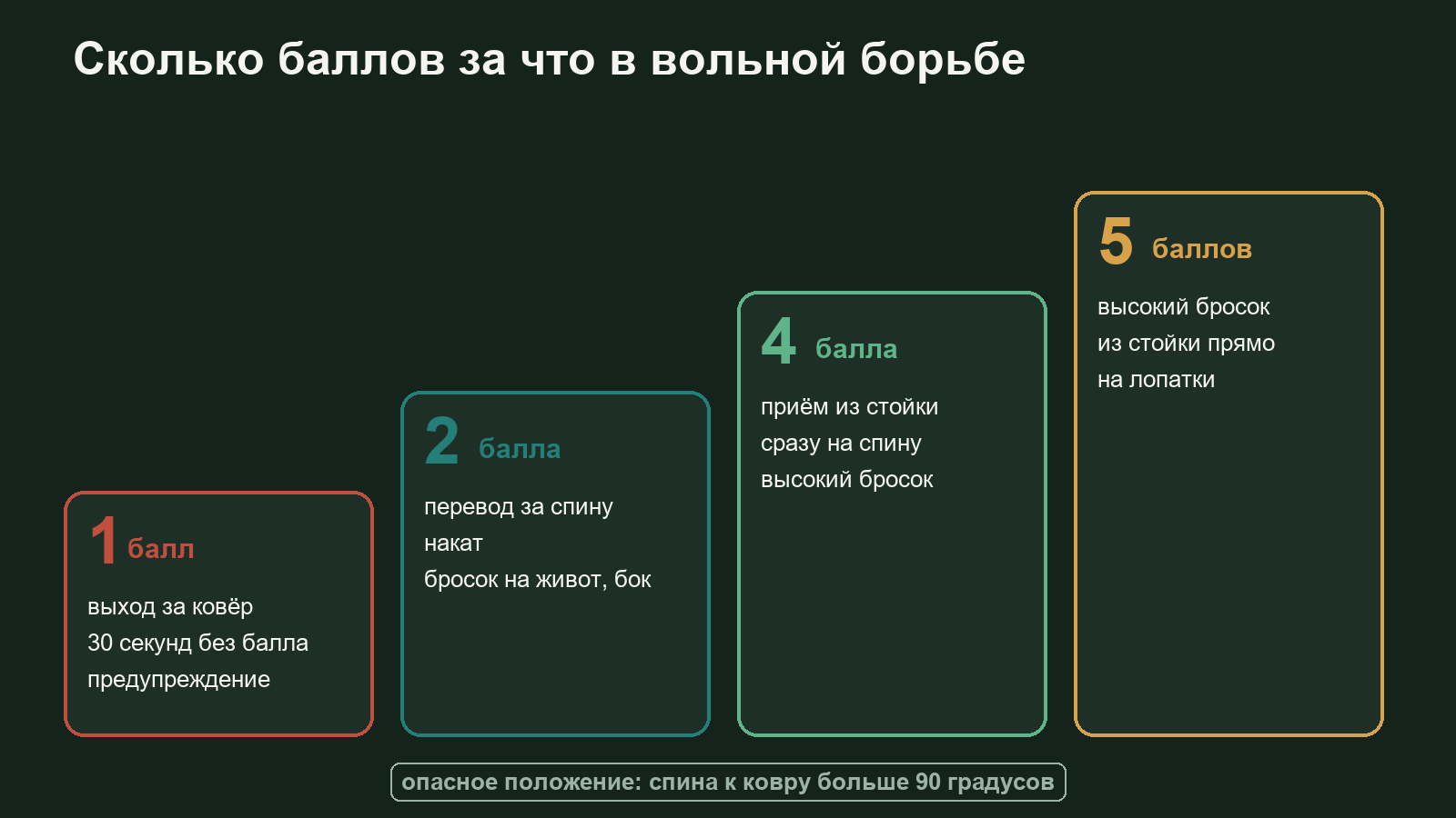 Схема оценок в вольной борьбе: за что дают 1, 2, 4 и 5 баллов
